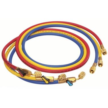 ROTHENBERGER Sada 3 tlakových hadic, s kul.kohoutem, 1,5m, 1/4" SAE, R22, R134a, R407C, R404A